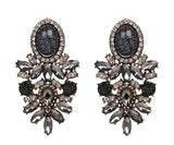 Crystal Black Push Back Fashion Earrings