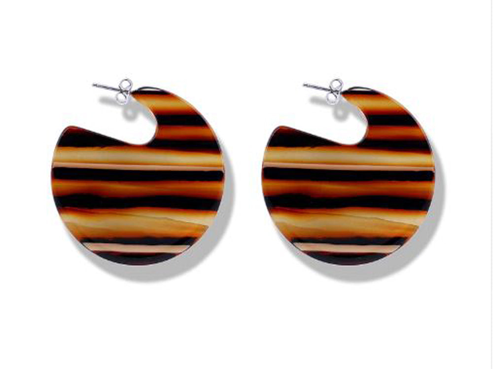 Boho Acrylic Acetate Striped Hoop Earrings