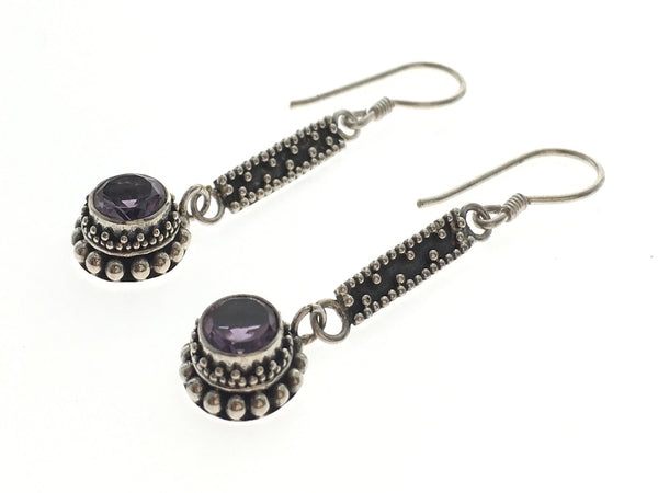 Amethyst Ethnic Sterling Silver Earring - Essentially Silver Jewelry