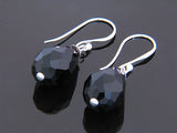 Black Faceted Teardrop 10mm .925 Sterling Silver Earring - Essentially Silver Jewelry