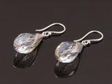 Crystal Faceted Teardrop .925 Sterling Silver Leaf Earring - Essentially Silver Jewelry