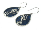 Paua Dyed Blue Sterling Silver Overlay Earrings