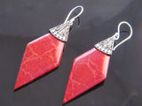 Red Coral Pointed Sterling Silver Earring - Essentially Silver Jewelry