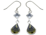 Green & Clear Cubic Zirconia Sterling Silver Earrings - Essentially Silver Jewelry