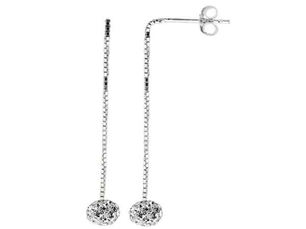 Cubic Zirconia 6mm Ball Chain Drop Earrings - Essentially Silver Jewelry