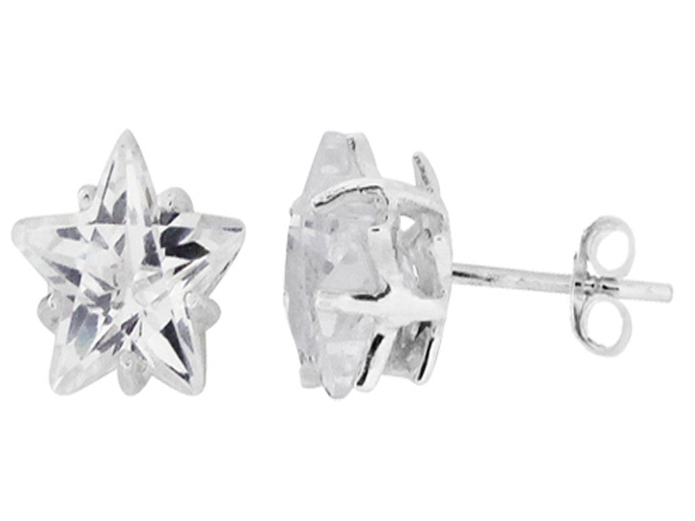 Star Cubic Zirconia Sterling Silver Studs - Essentially Silver Jewelry