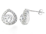 Crystal Studded Petal .925 Sterling Silver Stud Earring - Essentially Silver Jewelry
