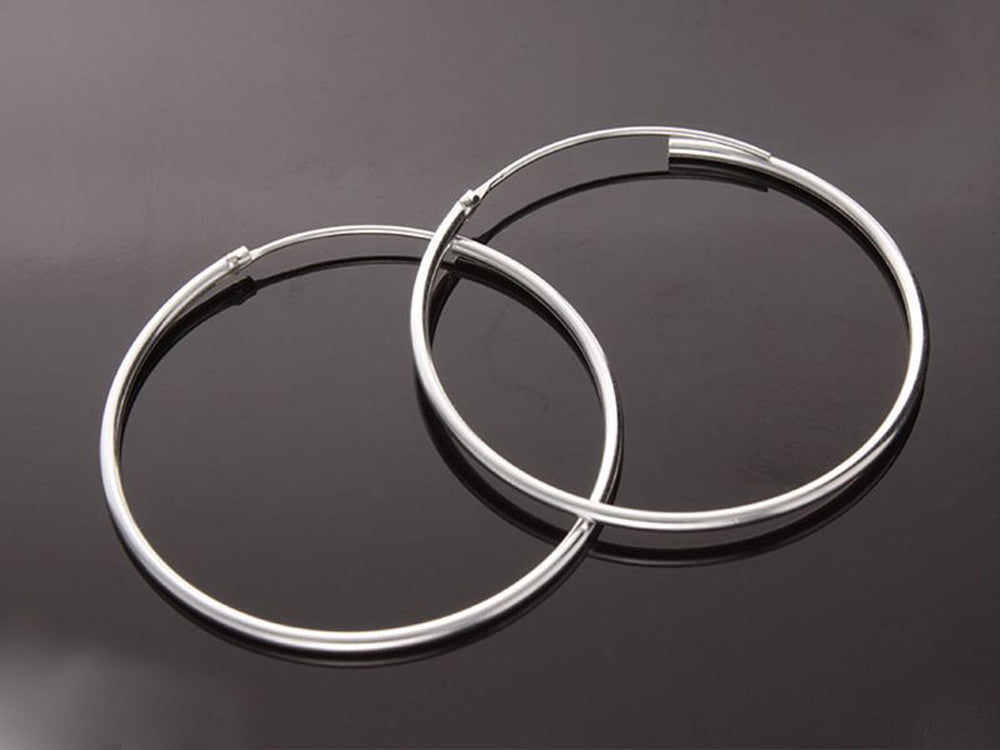 Hoop 2mm Length 55mm Sterling Silver Earrings - Essentially Silver Jewelry