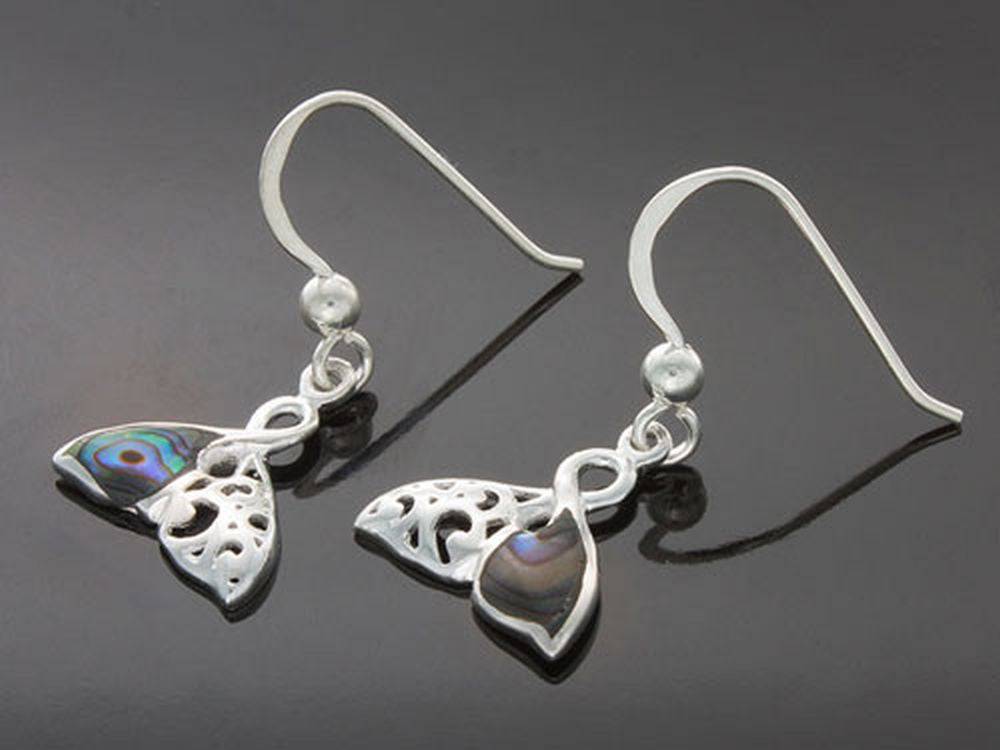 Paua Whale Tail .925 Sterling Silver Earring - Essentially Silver Jewelry