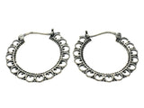 Hoop Oxidised Textured U-Hoop Silver Earrings