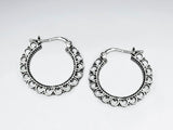 Hoop Oxidised Textured U-Hoop Silver Earrings