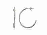 Hoop Crystal 1mm/31mm  Sterling Silver Earrings - Essentially Silver Jewelry