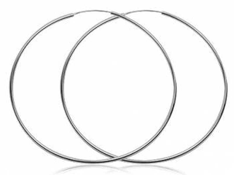 Hoop 2mm/90mm Plain Round Sterling Silver Earrings