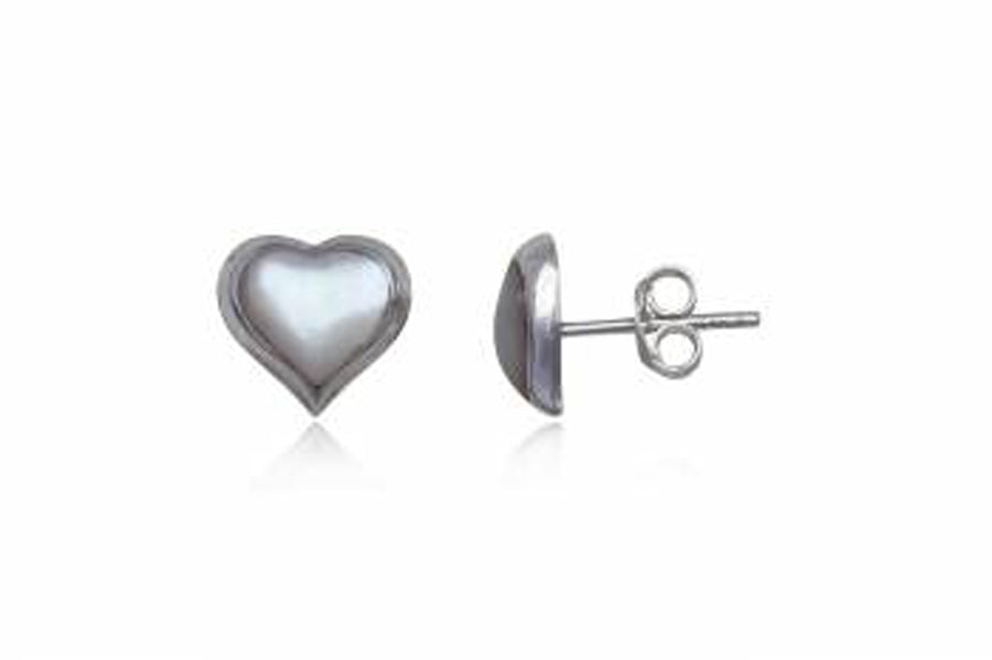 Mother of Pearl Heart Sterling Silver Earrings