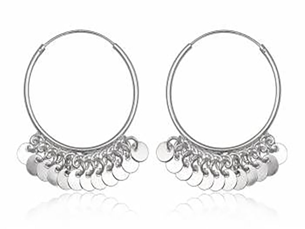 Hoop Sterling Silver Dangle Earrings