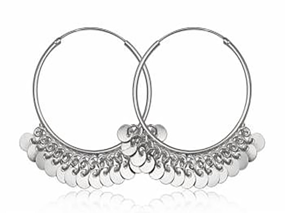 Hoop Sterling Silver Dangle Earrings