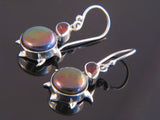Garnet & Grey Biwa .925 Sterling Silver Earring - Essentially Silver Jewelry