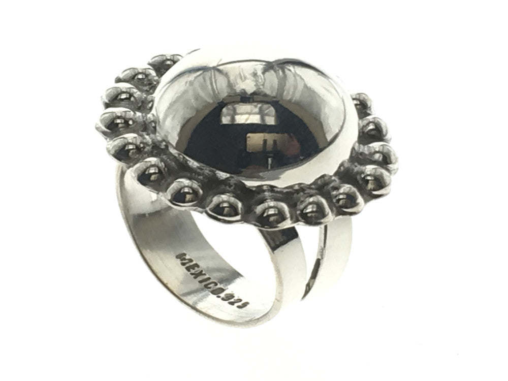 Mirror Framed Ball Sterling Silver Ring - Essentially Silver Jewelry