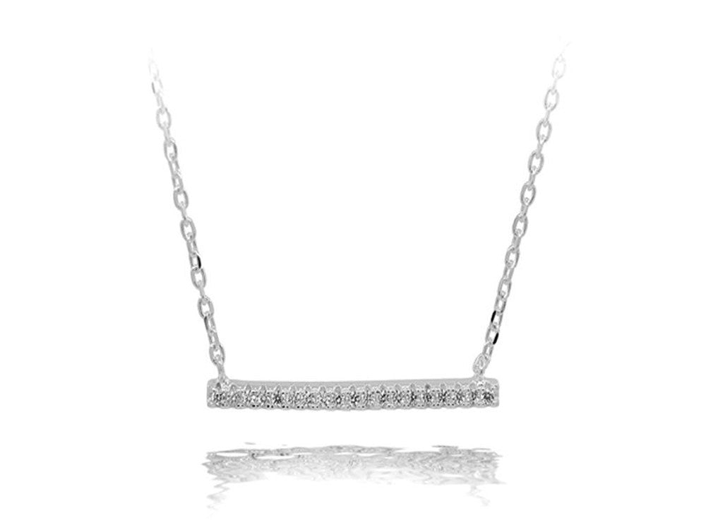 A Sterling Silver Bar Cubic Zirconia Necklace - Essentially Silver Jewelry