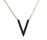 Black Cubic Zirconia Sterling Silver Rose Gold Plated Necklace