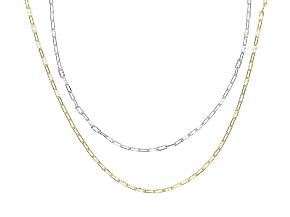 Gold Plated Sterling Silver Square Link Necklace