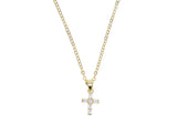 Cross Cubic Zirconia Gold Plated Sterling Silver Necklace