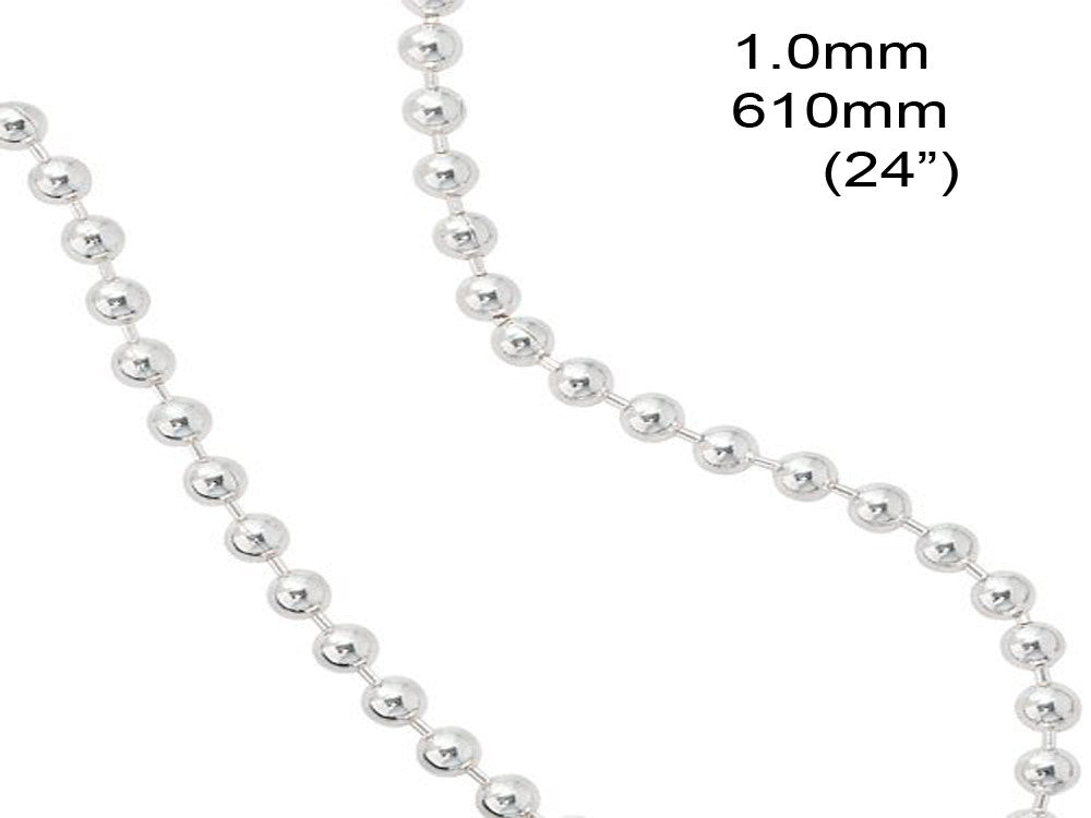 Chain Ball 1.5/600mm 24" Sterling Silver Necklace - Essentially Silver Jewelry