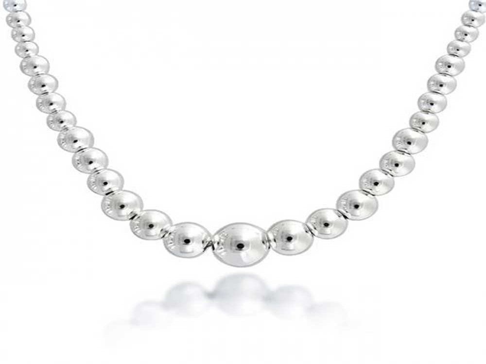 Ball Graduated Sterling Sterling Silver Necklace  450mm (17.7") - Essentially Silver Jewelry