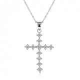 A Sterling Silver Cubic Zirconia Cross Necklace With 45CM Chain - Essentially Silver Jewelry