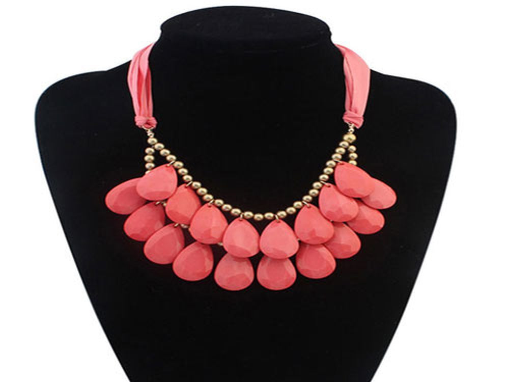 Boho Red Beaded Drop Necklace - Essentially Silver Jewelry