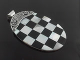 Mother of Pearl Checkered Shell Sterling Silver Pendant - Essentially Silver Jewelry