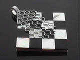Mother of Pearl Black & White Sterling Silver Shell Pendant