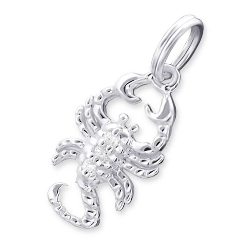 Zodiac Scorpio Sign Sterling Silver Cubic Zirconia Charm