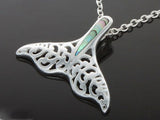 Paua Whale Filagree Tail Sterling Silver Pendant - Essentially Silver Jewelry