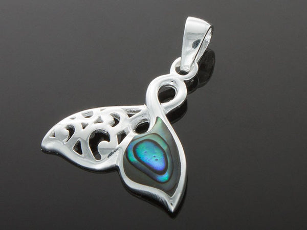 Paua Fish Tail Filagree Sterling Silver Pendant - Essentially Silver Jewelry