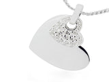Heart Double Cubic Zirconia Sterling Silver Pendant - Essentially Silver Jewelry