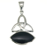Onyx Trinity Knot Sterling Silver Pendant