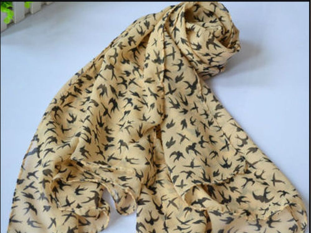 Chiffon Swallow Apricot Scarf - Essentially Silver Jewelry