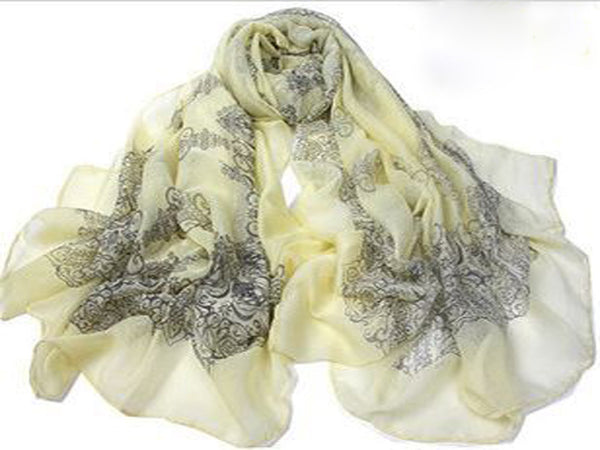 Autumn Totem Retro Female Cotton Scarf Pale Yellow Tint - Essentially Silver Jewelry