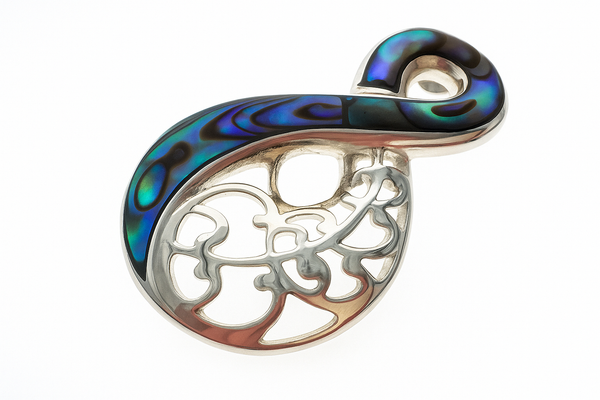 Paua Figure 8 Filagree Sterling Silver Pendant