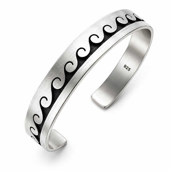 Burnished Sterling Silver Wave Cuff