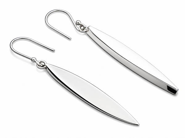 Long Oval  .925 Sterling Silver Drop Earrings