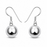 Ball 12mm Drop Sterling Silver Earrings
