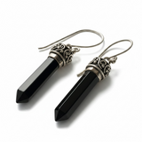 Black Agate 925 Sterling Silver Drop Earrings | Essentially Silver