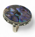 Paua Round .925 Sterling Silver Ring