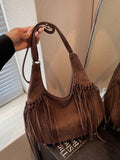 Fringe Shoulder Bag, Large Capacity, Fashionable Niche Design For Women