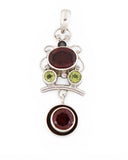 Garnet & Peridot Sterling Silver Pendant