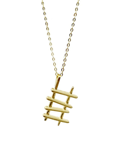 Gold Plated 925 Sterling Silver Gold Ladder Minimalist Necklace