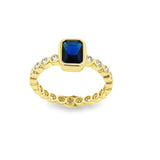 Gold Filled 18k Rectangular CZ Stone Ring Band (D130)