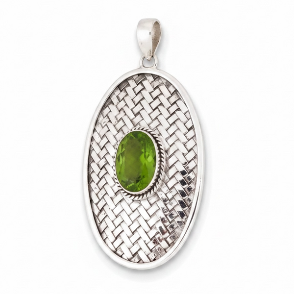 Peridot Weaved Sterling Silver Pendant